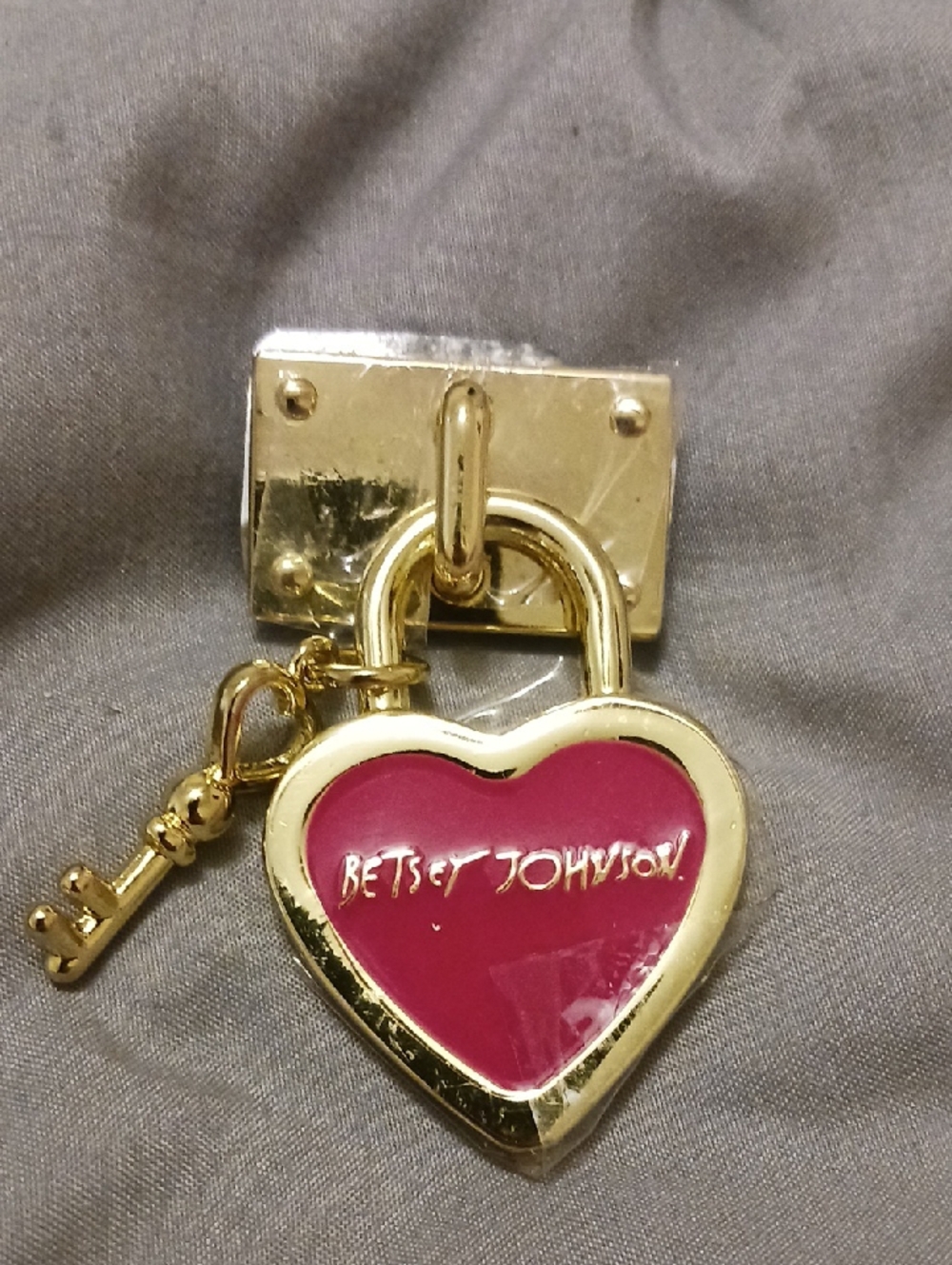 5 For $25! Betsey Johnson Gold-Tone & Pink Heart Padlock Key Charm